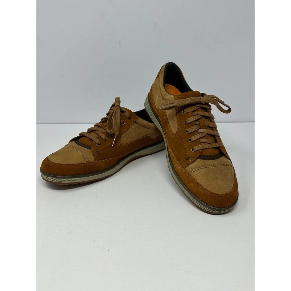 Cushe Mellow Sonny Mens Sz 8 Leather Lace Up Sneakers Shoes Brown Tan P7